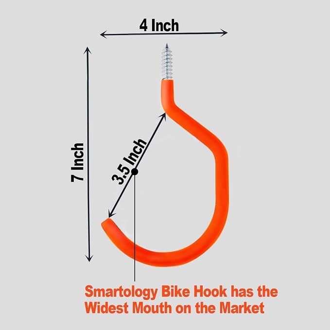 SMARTOLOGY Bike Storage Hook, Bike Hanger, Rubber Coated Heavy Duty Large Screw - Image 2