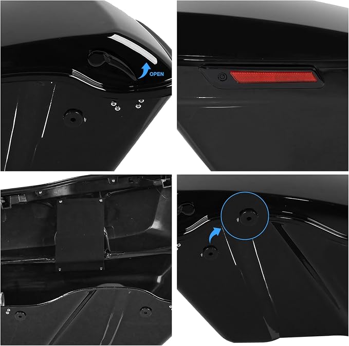 XFMT Motorcycle Hard Saddlebags Vivid Black Saddle Bags Trunk W/Black Latches - Image 5