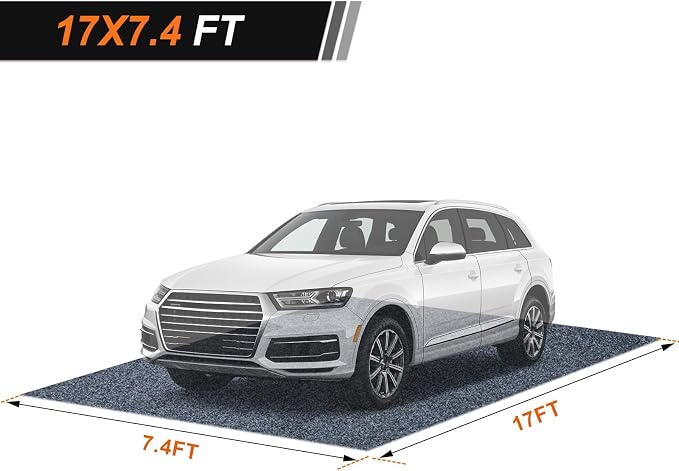 17 * 7.4 Ft Heavy Duty Oil Spill Mat, 6.5mm Thickened Extra Large Garage Floor - Image 2