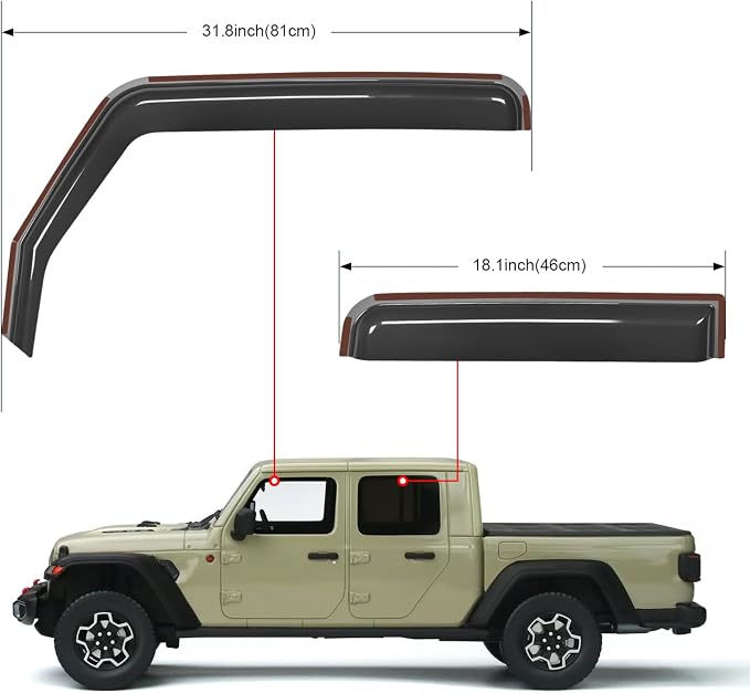 Nilight in Channel Rain Guards for Gladiator 2020 2021 2022 2023 Window - Image 5