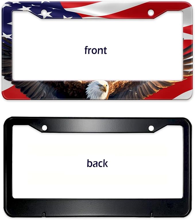 Eagle American Flag License Plate Frame, US Flag Car Tag Frame Holder Covers - Image 9