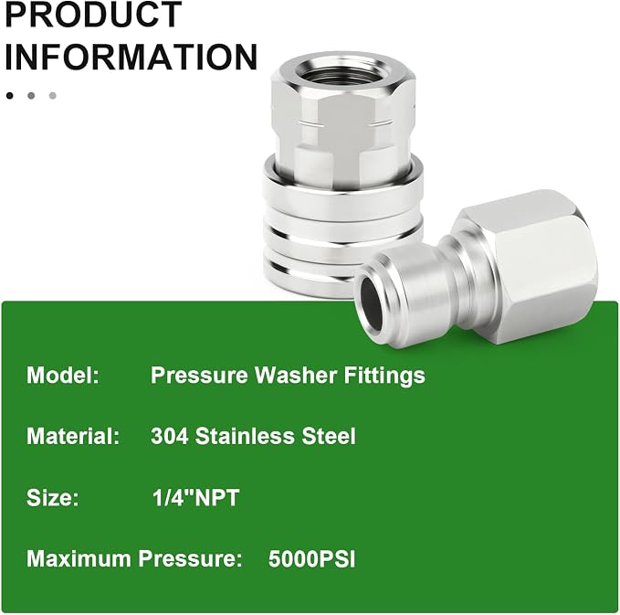 TAISHER 12PCS 304 Stainless Steel Pressure Washer Adapter Kit, Quick Connect - Image 4