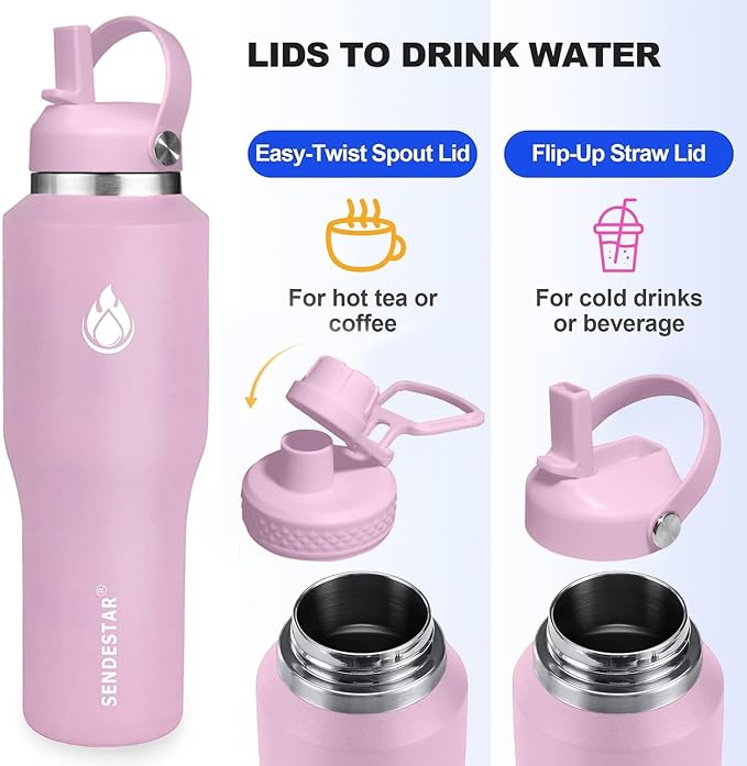 SENDESTAR SENDESTAR 40oz Stainless Steel Water Bottle, Double Wall Vacuum - Image 3