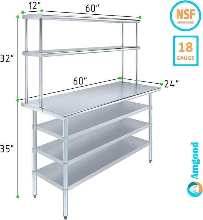 Amgood 24" x 60" Stainless Steel Work Table - Image 3