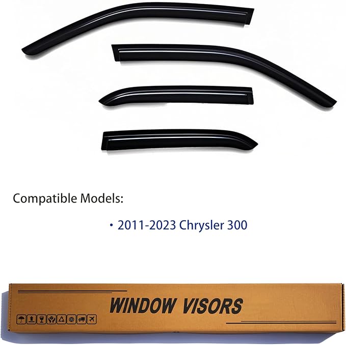 Window Visors Rain Guards fits 2011-2023 C-hrysler 300, Out-Channel Window Wind - Image 2