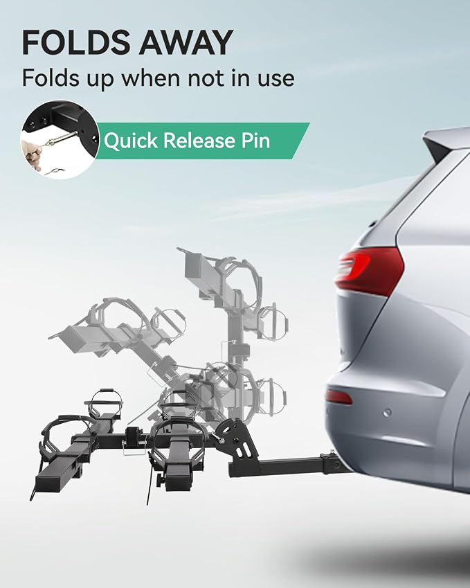 Ebike Racks for Tow Hitch with Lock, 2 Bike Rack for Car Truck SUV RV Trailer - Image 9