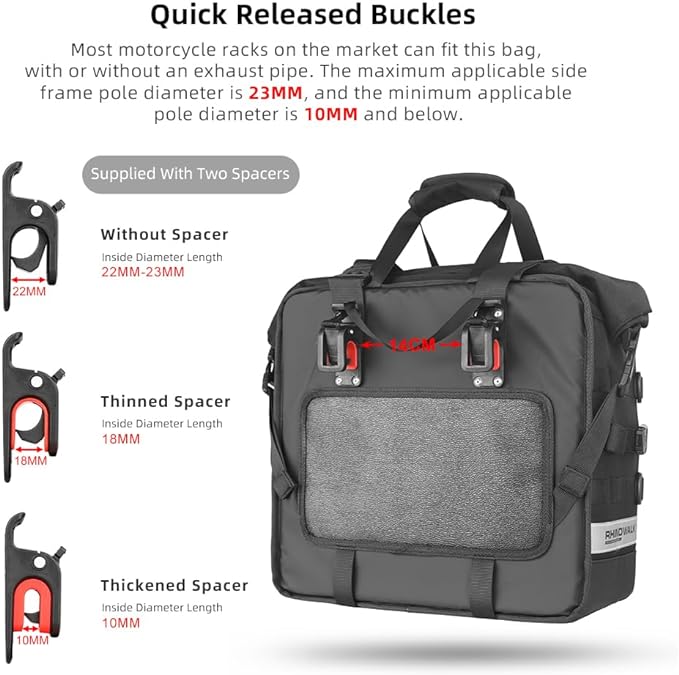 Rhinowalk Motorcycle Saddle Bag Waterproof Motor Pannier Bag Luggage Pack Quick - Image 4