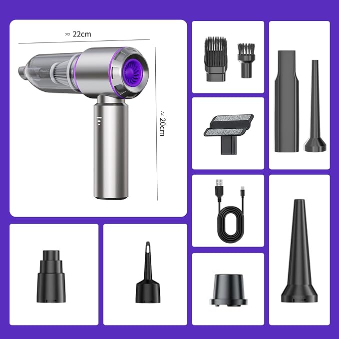 Handheld Car Vacuum Cleaner Cordless, 21000Pa High Power Hand Held 3-Speed - Image 2