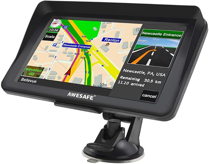 GPS Navigator for Car Truck 7 inch Touch Screen, 2025 North America Maps Free by AWESAFE