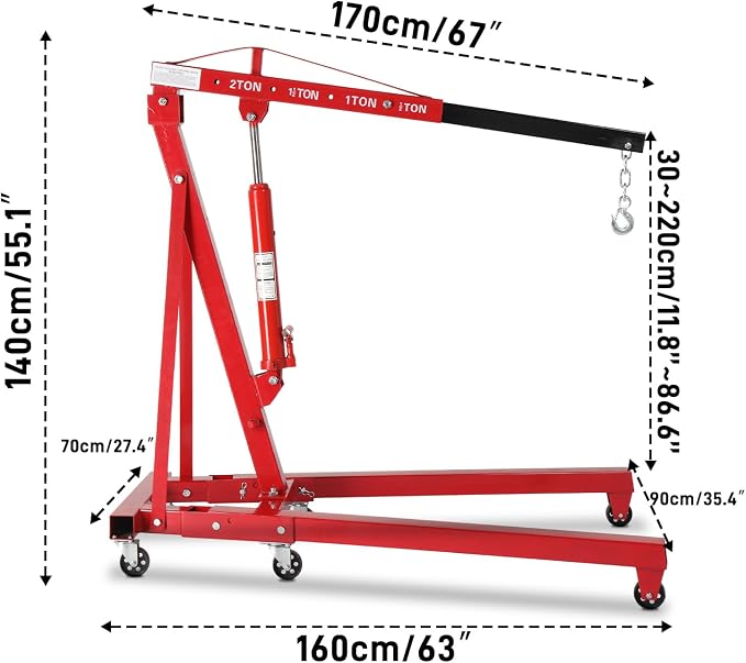Thicken Engine Hoist 2 TON Folding Motor Hoist Hydraulic Cherry Picker 4000 lbs - Image 5