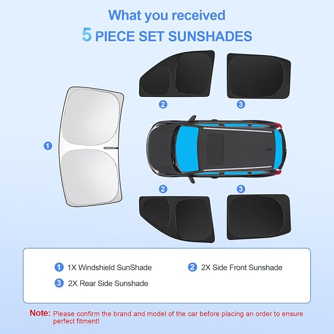 5pcs Car Window Shades for GMC Sierra 1500 2500 3500 2019-2025 Accessories - Image 7