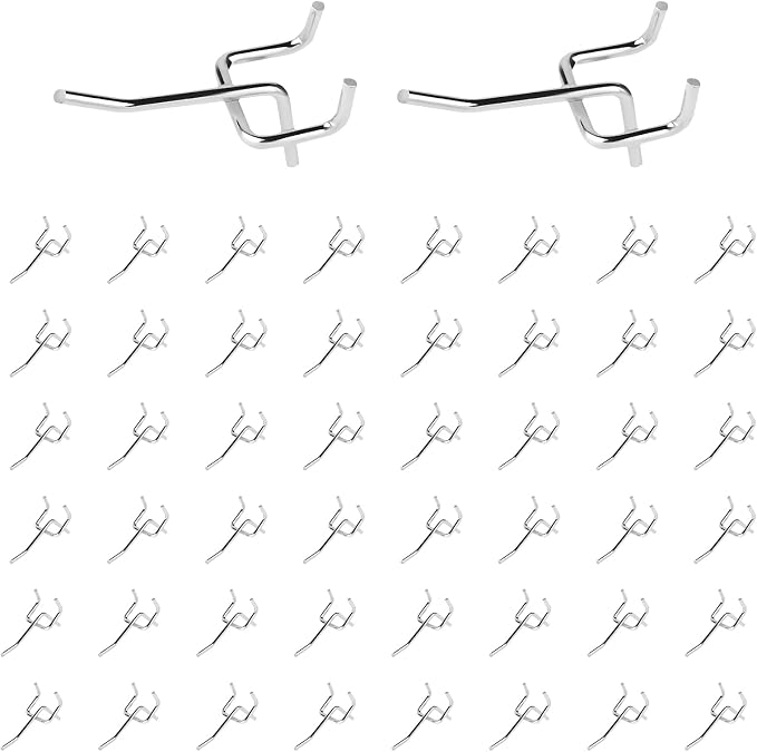 50Pcs 2"/5CM Pegboard Hooks Assortment Set, Metal Peg Board Hooks by Yauhar