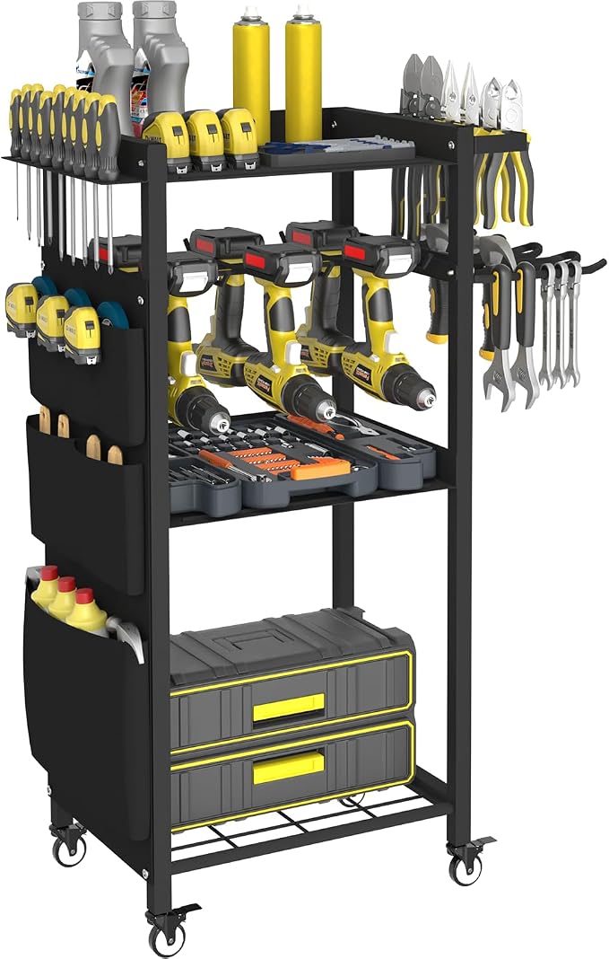 Artibear 4-Tier Rolling Power Tool Organizer Storage Cart, Garage Organization by Artibear