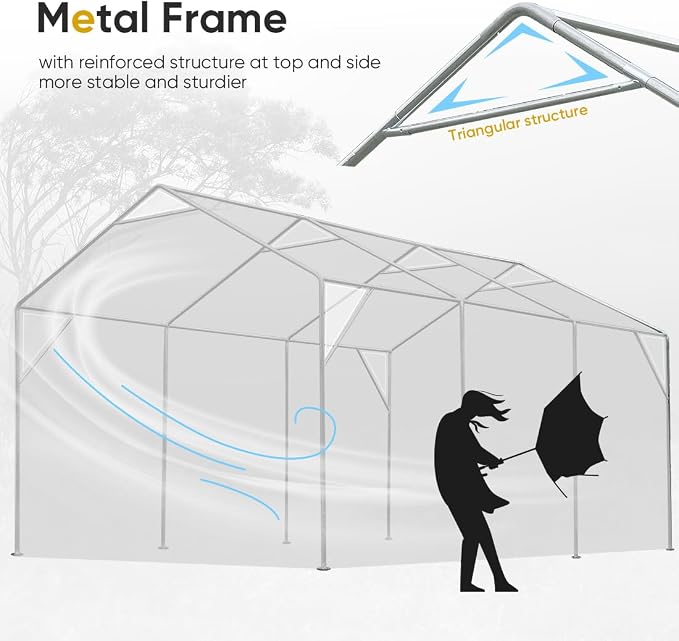 ADVANCE OUTDOOR 10x20 ft Adjustable Height Carport - Image 4