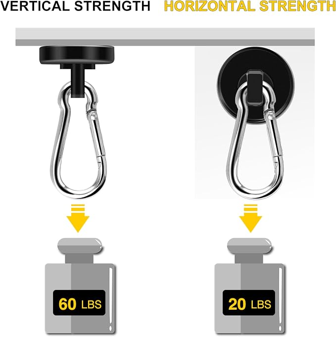 DIYMAG Black Magnetic Hooks, 70LBS Strong Heavy Duty Neodymium Magnet Magnetics - Image 5