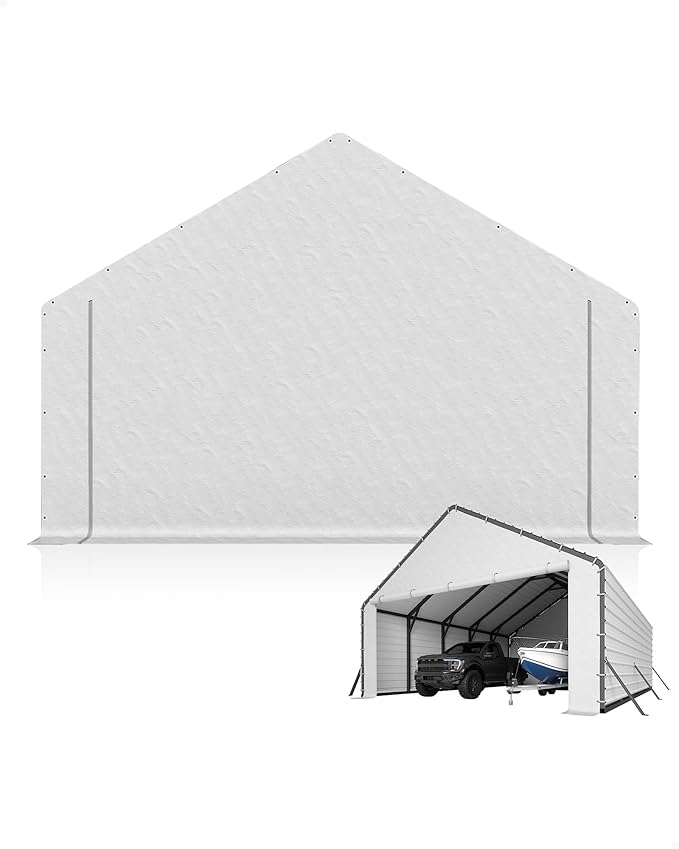 Door Panels with Zippers Tarp for Metal Carport 13x26 Ft, 13x21 Ft, and 13x16 Ft by GarveeLife