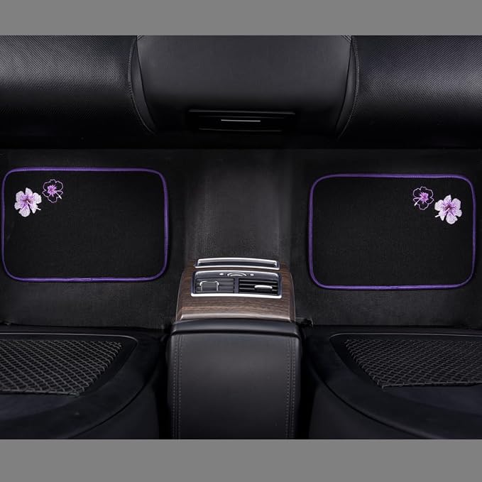 CAR PASS Embroidery Butterfly and Flower Car Floor Mats, Universal Fit 95% - Image 4