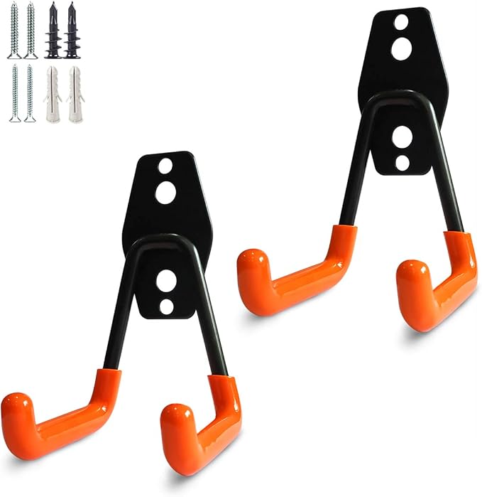2 Pack Garage Storage Utility Hooks，Garage Garden Tool Organizer，Steel Wall by GeeWatom