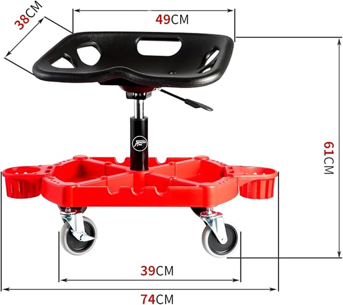 Car Detailing Stool Chair, Seat Height Adjustable Rolling Creeper, - Image 2