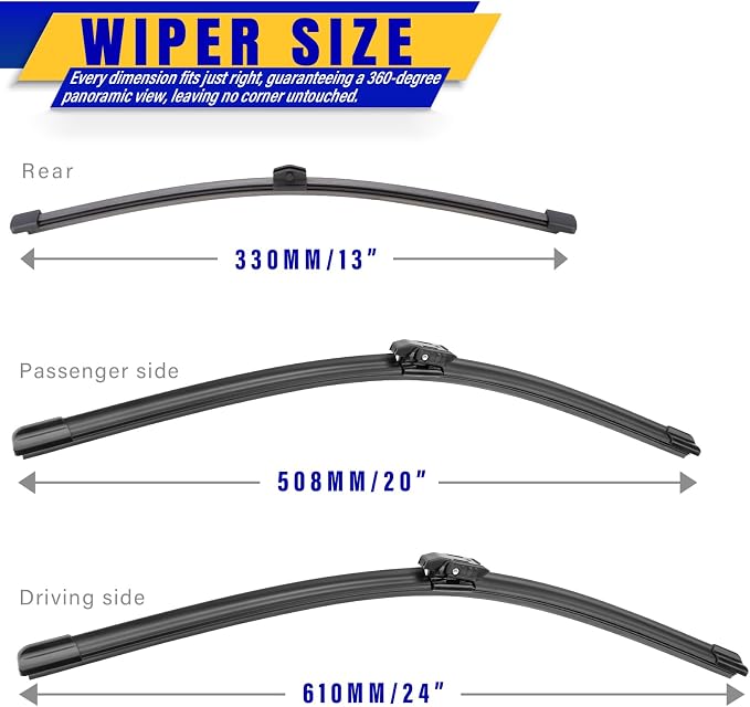 3 wipers Replacement for 2018-2022 BMW X2, Windshield Wiper Blades Original - Image 2