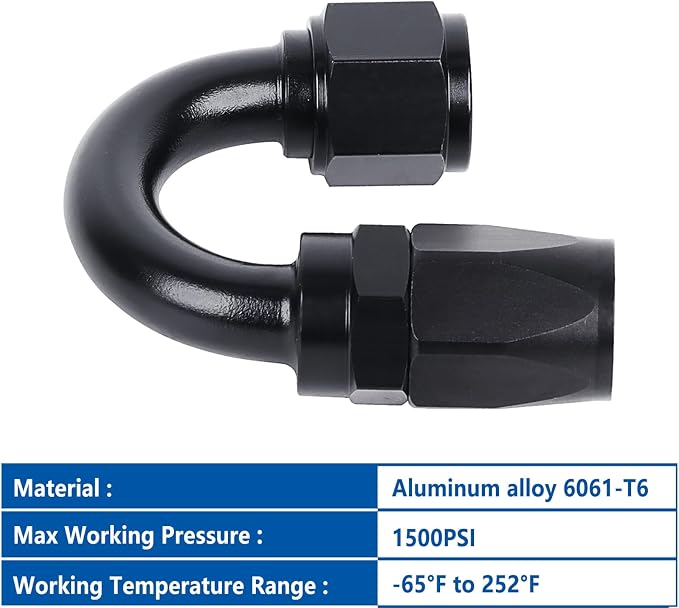 LokoCar 6AN Hose End Fitting 180 Degree Swivel - Image 3