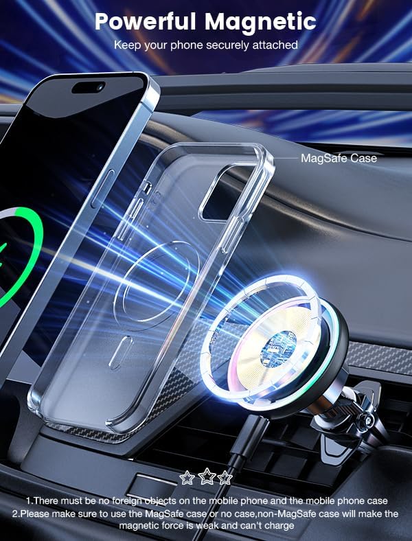 MOKPR for Magsafe Car Mount Charger-15W Wireless Car Charger-Magnetic Car Phone - Image 6