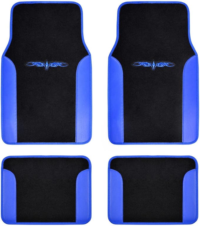 BDK Premium Carpet Black & Blue Floor Mats by BDK