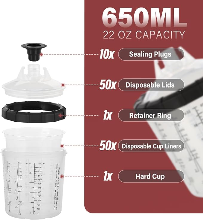 Disposable Paint Spary Gun Cups, Spray Paint Cup Kit - Image 2