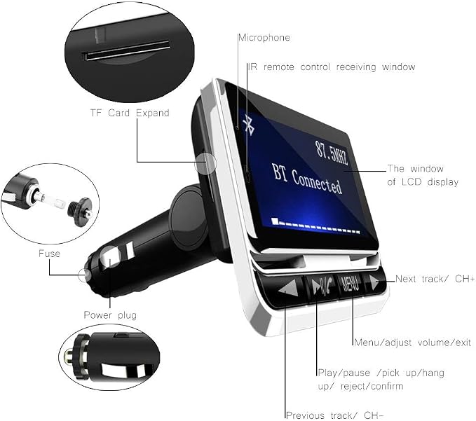 Bluetooth FM Transmitter for Car, Wireless Car Radio Adapter - Image 6