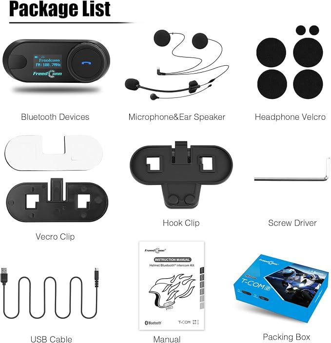 FreedConn TCOM SC Motorcycle Helmet Bluetooth Headset, Motorcycle Communication - Image 9