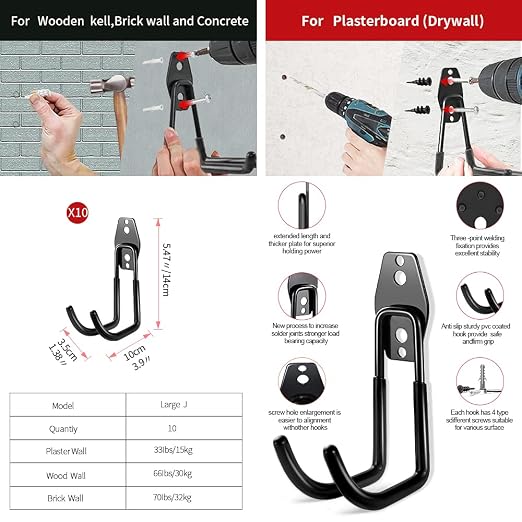 3-H Heavy Duty Garage Hooks - Image 2
