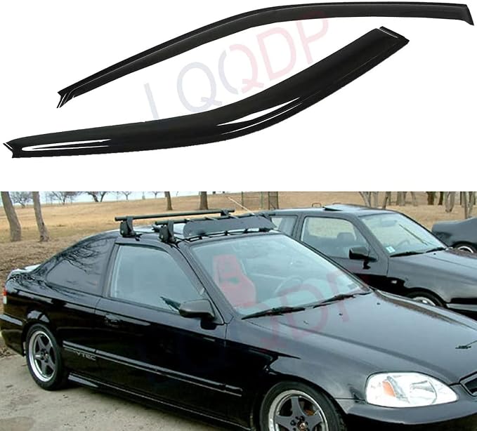 2pcs Front Smoke Sun/Rain Guard Outside Mount Tape-On Window Visors Compatible by LQQDP