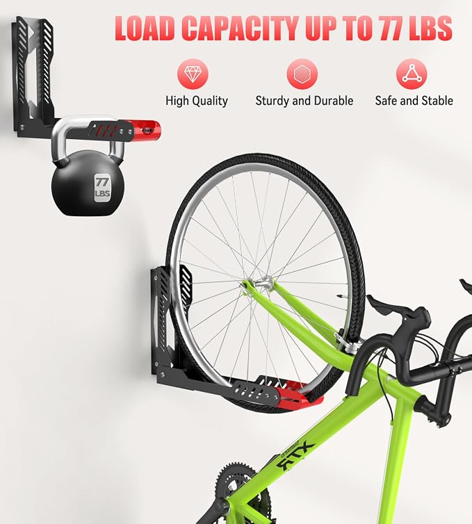 Bike Wall Mount 2 Pack Swivel Bike Rack - Image 2