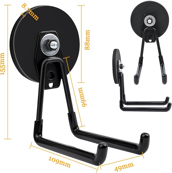 MIN CI 2 Pack Magnetic Hooks, 3.46" Heavy Duty, Neodymium & Rubber, 35 lbs Max - Image 2