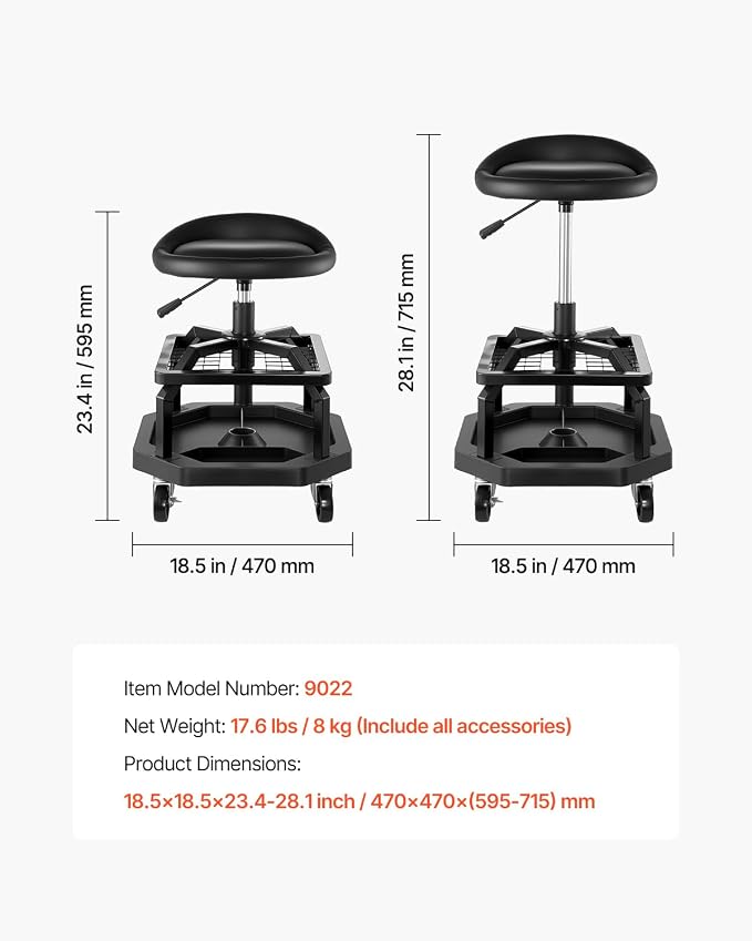 VEVOR Industrial Black Pneumatic Garage Seat/Work Stool - Image 7