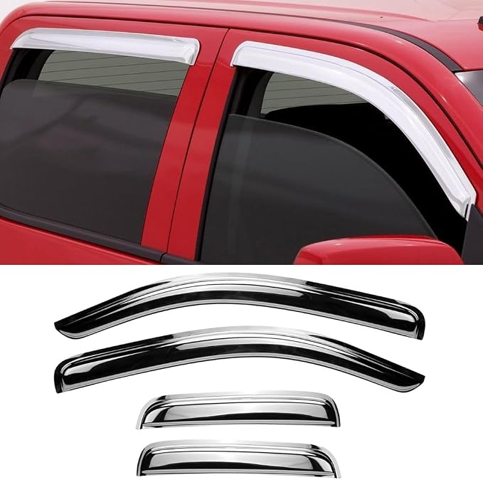 Chrome Side Window Visor Wind Vent Deflector fit - Image 2