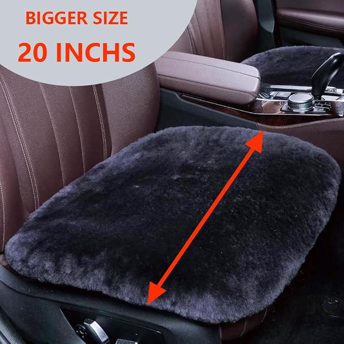 20inchs Fluffy Genuine Australia Warm Sheepskin Car Seat Cover - Image 3