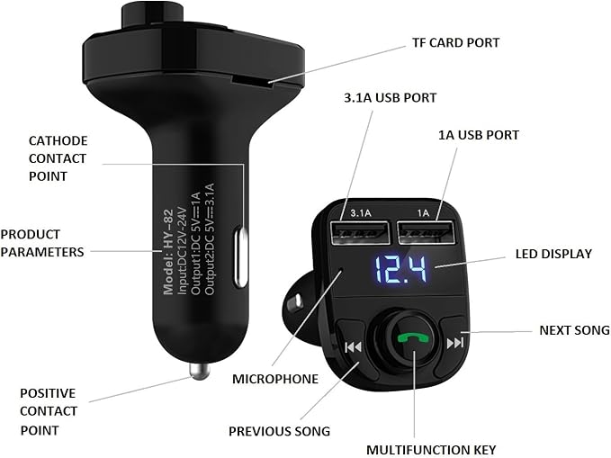 Handsfree Call Car Charger, Wireless Bluetooth FM Transmitter Radio Receiver - Image 8