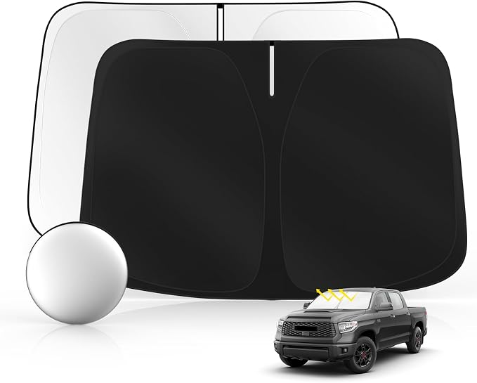 Windshield Sun Shade for Toyo-ta Tundra 2007-2021 Foldable Sunshade Custom Fit by SULAGIWINDSHIELDSUNSHADE