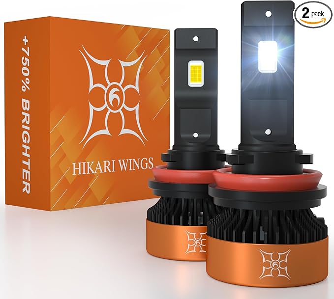 HIKARI WINGS H11/H8/H9 LED Fog light, 30000LM Pure White 6000K LED Bulbs by HIKARI