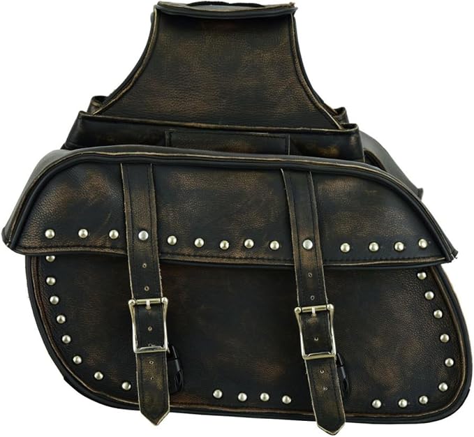 GARGOYLE BELLS Motorcycle Saddle Bags Leather Motorcycle Luggage Bag - Image 4