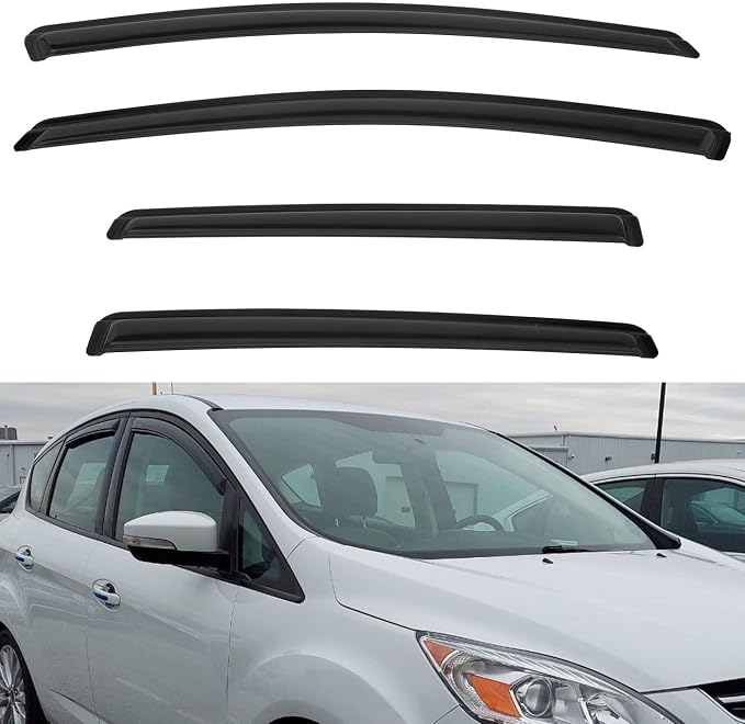 4pcs Front+Rear Smoke Tint Sun/Rain Guard Outside Mount Tape-On Vent Window by LQQDP
