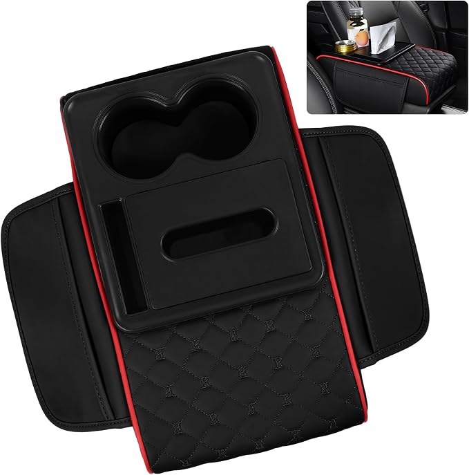 5 in 1 Car Armrest Storage Box for Center Console, Armrest Cushion Cover for Car by SCEDREAM