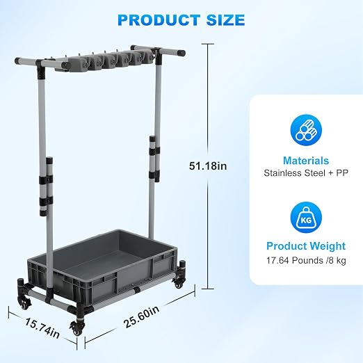 Broom and Mop Holder Freestanding Mobile Cleaning Tool Storage Rack, Floor - Image 7