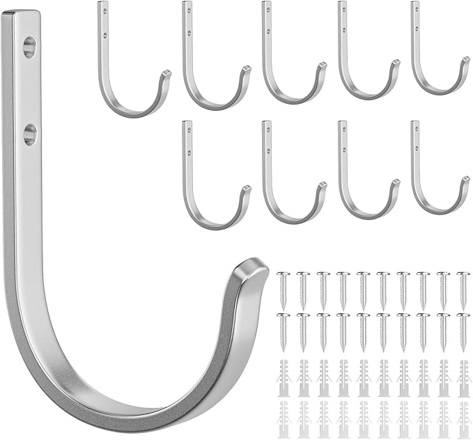 10-Pack Wall Hooks for Hanging Towel/Coat - 22LB Screw in Metal Hanger Wall by Josmimic