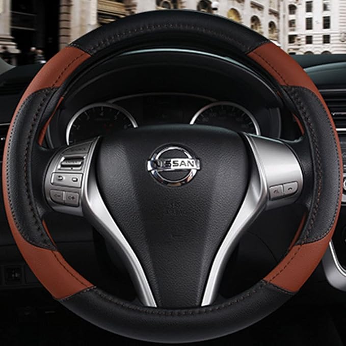 Leather Car Steering Wheel Cover, Non-Slip Car Wheel Cover Protector Breathable - Image 3