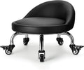Rolling Stool with Backrest Low Height Rolling Stool with PU Leather, Roller by LWADALN