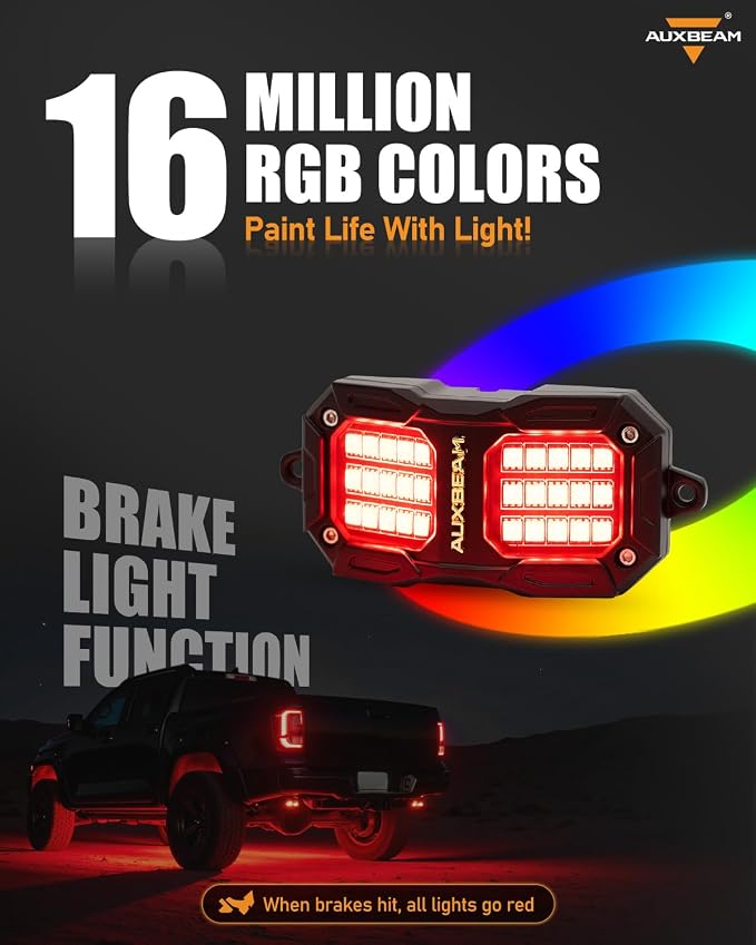 Auxbeam 2-Pod Dynamic Color Changing RGB LED Rock Lights - Image 2