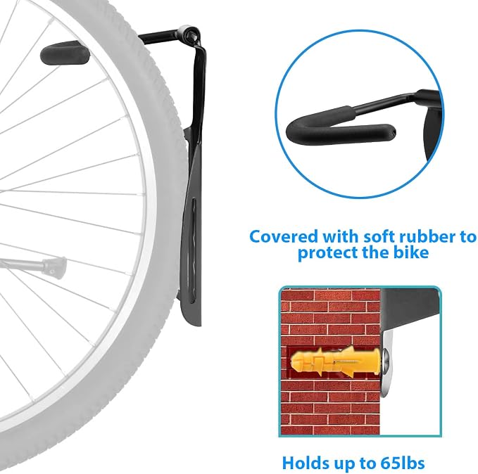 Garage Bike Rack Wall Mount, Bike Hanger Hooks, Heavy Duty Vertical Bicycle - Image 4