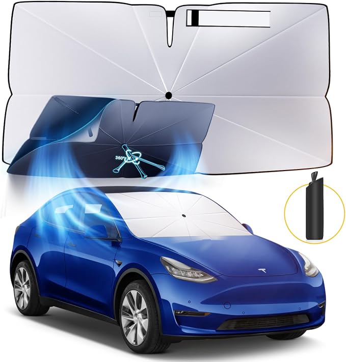 Windshield Sun Shade Umbrella: for Tesla Model Y 2016-2023 2024 2025 Model Y by HIMUMOY